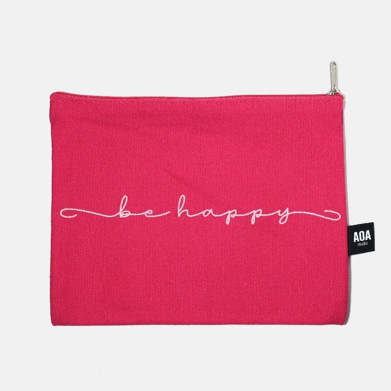 Be Happy Canvas Pouch