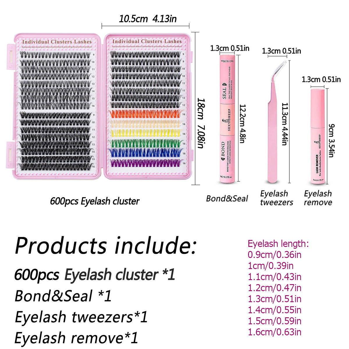 Individual Lash Kit with Coloured Eyelashes