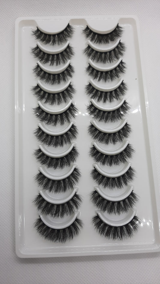 10 pairs of Natural Mink Eyelashes - TEN01