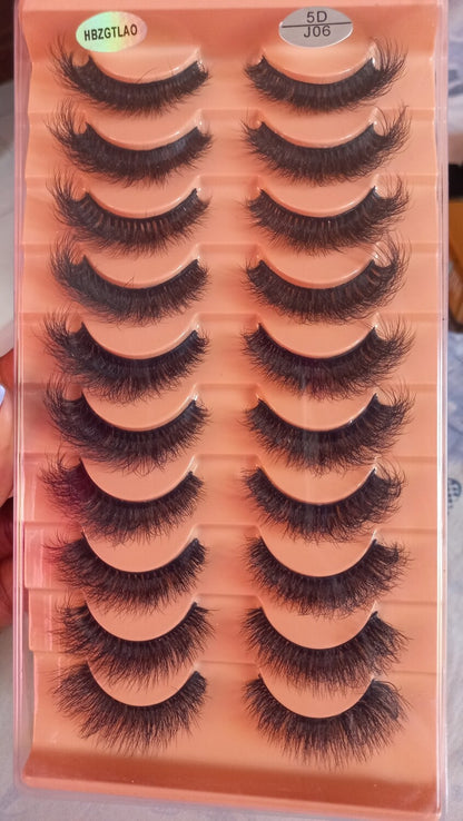 10 Pairs of Faux Mink Eyelashes - J06