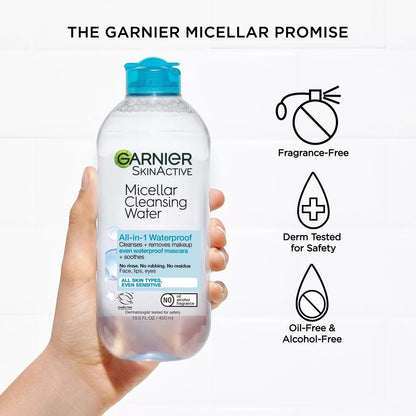 Garnier SkinActive Micellar Water Waterproof Makeup Remover and Facial Cleanser - 400ml