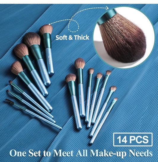 BS Mall 14 pcs Makeup Brush Set - Blue